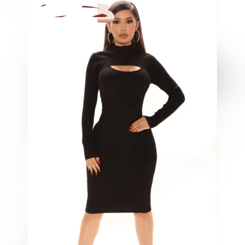 Elegant Black Cut-Out Dress